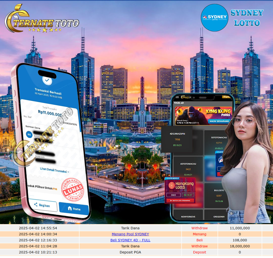 TERNATETOTO - MENANG TOGEL SYDNEY LOTTO Rp. 11,000,000,-